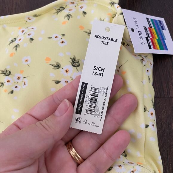 No Boundaries  NWT Butter Yellow Flower Floral Tankini Bikini S - Picture 6 of 7